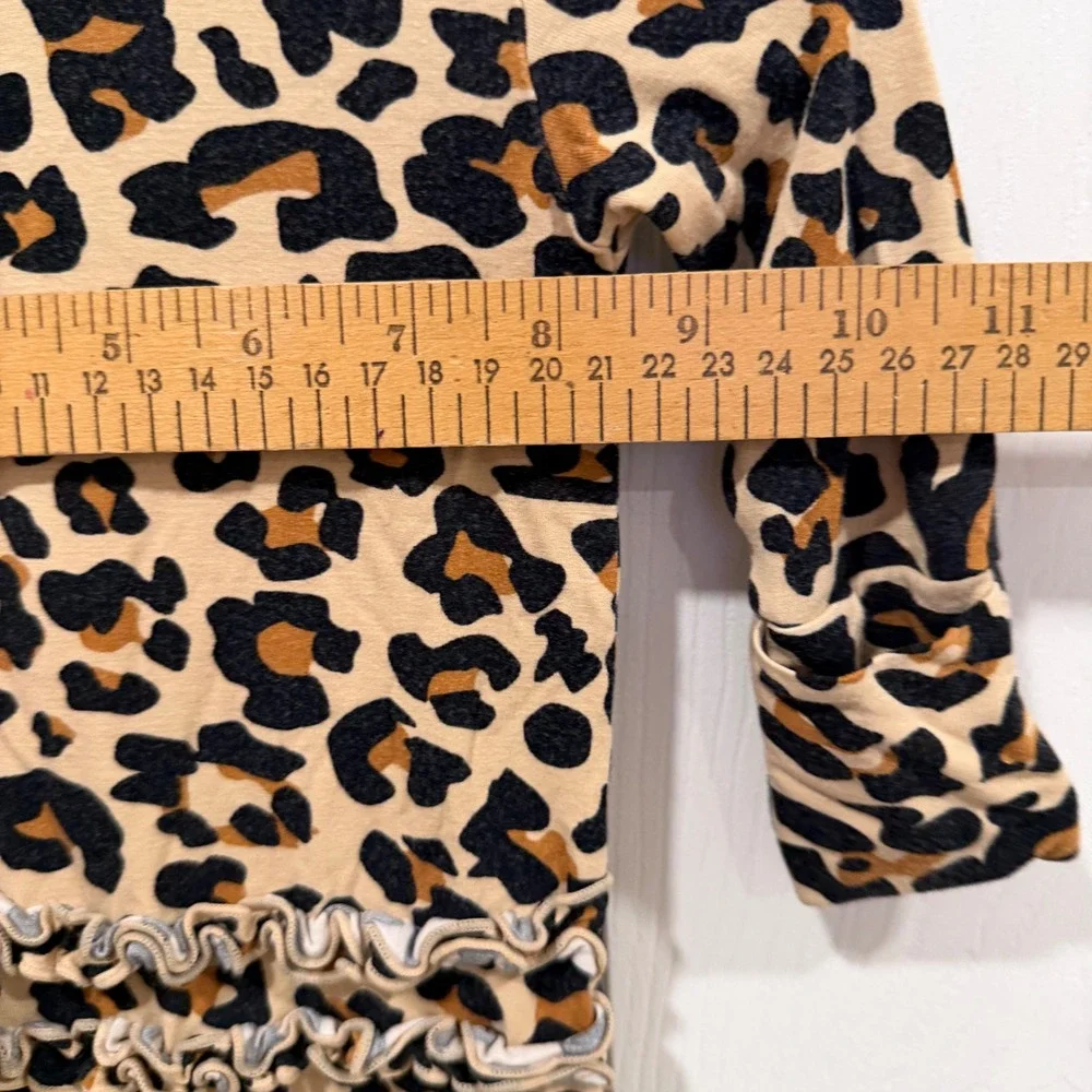 Posh‎ Peanut Leopard Print Ruffle Bamboo Footie Sleeper 0-3M Zip Pajamas